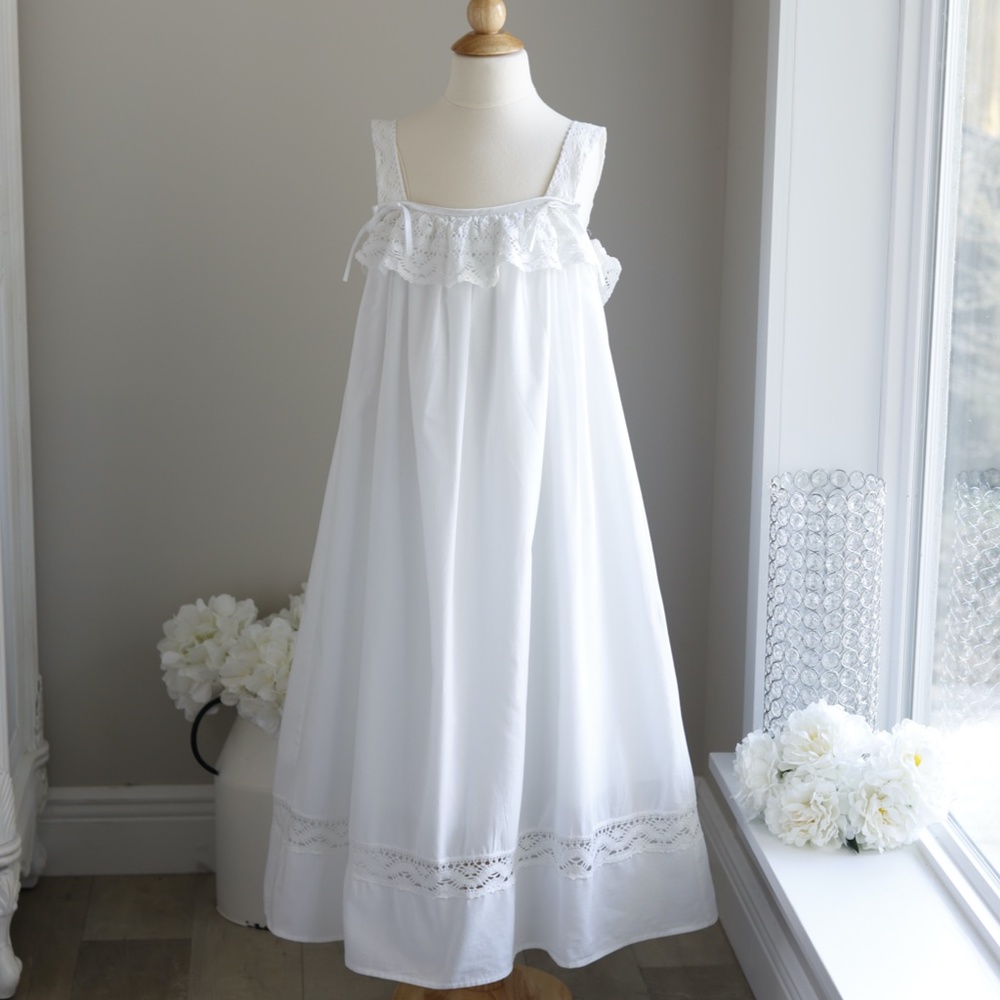 Strasburg White Cotton Slip Dress Crocheted Lace Size 10/12 NWT Beach Portrait